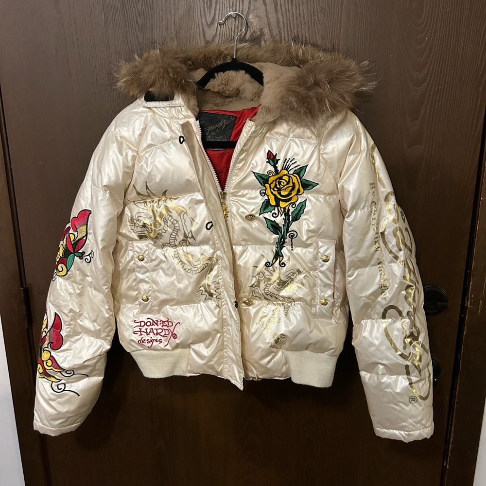 Rare Ed Hardy Puffer Tiger Jacket